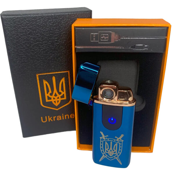 Запальничка Електрична та газова Україна із USB-зарядкою HL-432. Колір: синій -