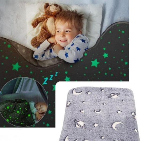 Плед, що світиться в темряві, плюшеве покривало Blanket kids Magic Star 150х100 см флісова ковдра. Колір: сірий -