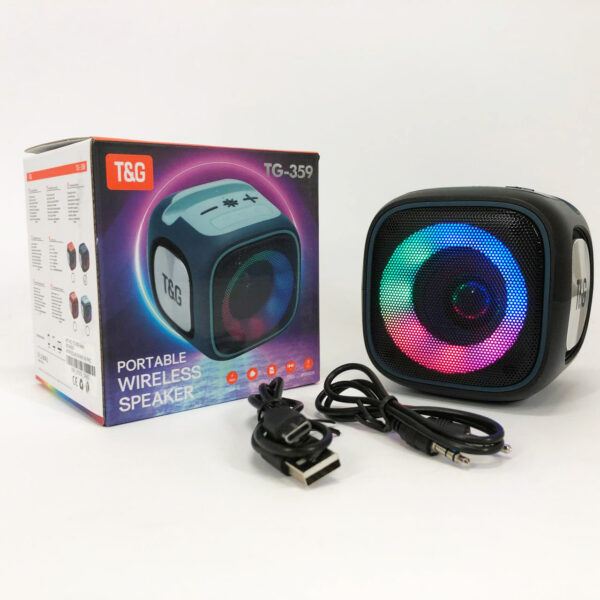 Портативна Bluetooth колонка TG359 7W з RGB підсвічуванням, гучна колонка для вечірки. Колір: чорний -