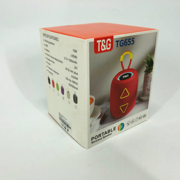 Портативна колонка TG655 5W з RGB підсвічуванням та ремінцем, Акумуляторна для музики. Колір: фіолетовий -