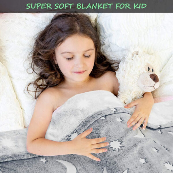 Плед, що світиться в темряві, плюшеве покривало Blanket kids Magic Star 150х100 см флісова ковдра. Колір: сірий -