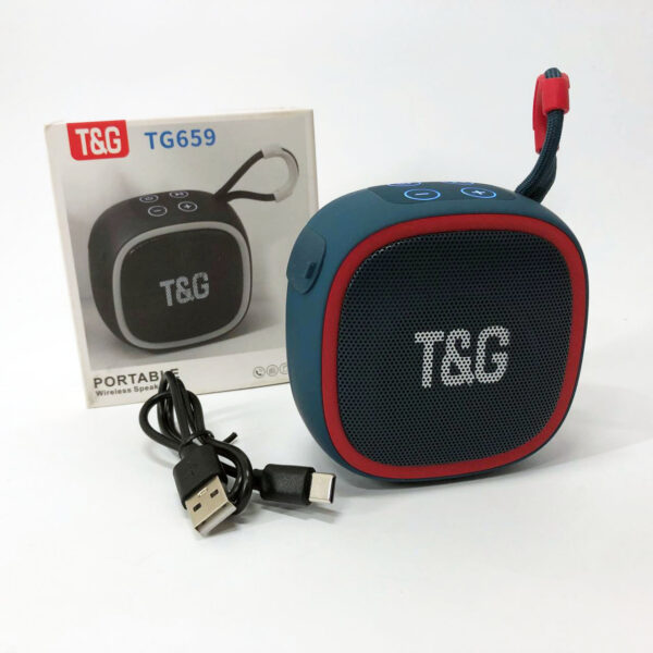 Портативна Bluetooth-колонка TG659 з ремінцем, Bluetooth колонка з підсвічуванням. Колір: синій -