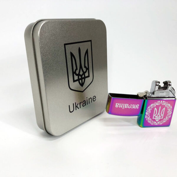 Запальничка Дугова електроімпульсна USB Україна металева коробка HL-447. Колір: хамелеон -