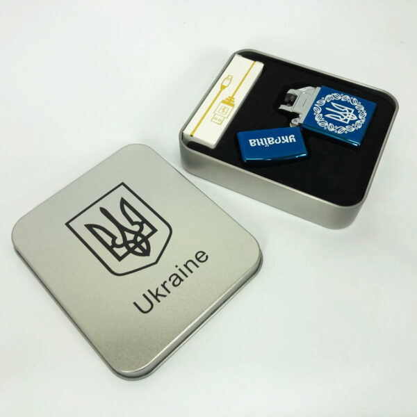 Запальничка Дугова електроімпульсна HL-447 USB Україна металева коробка. Колір: синій -