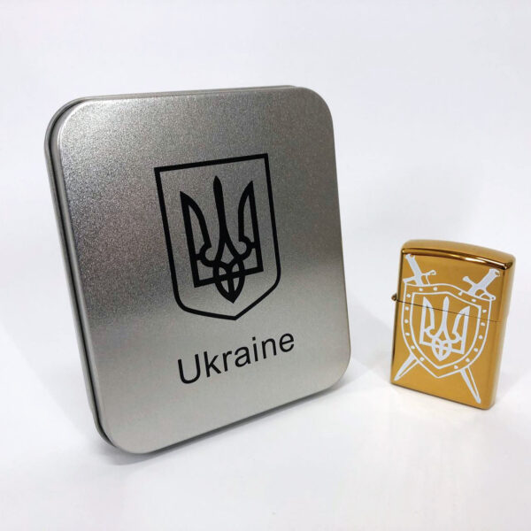 Запальничка Дугова електроімпульсна USB Україна (металева коробка) HL-446. Колір: золотий -