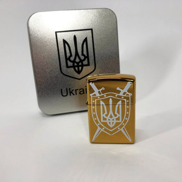 Запальничка Дугова електроімпульсна USB Україна (металева коробка) HL-446. Колір: золотий -