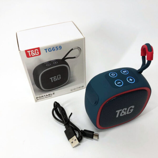 Портативна Bluetooth-колонка TG659 з ремінцем, Bluetooth колонка з підсвічуванням. Колір: синій -