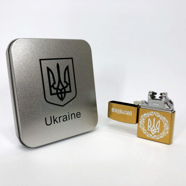 Запальничка Дугова електроімпульсна HL-447USB Україна металева коробка. Колір: золотий -