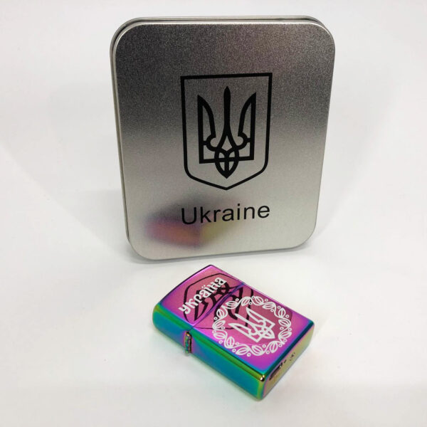 Запальничка Дугова електроімпульсна USB Україна металева коробка HL-447. Колір: хамелеон -