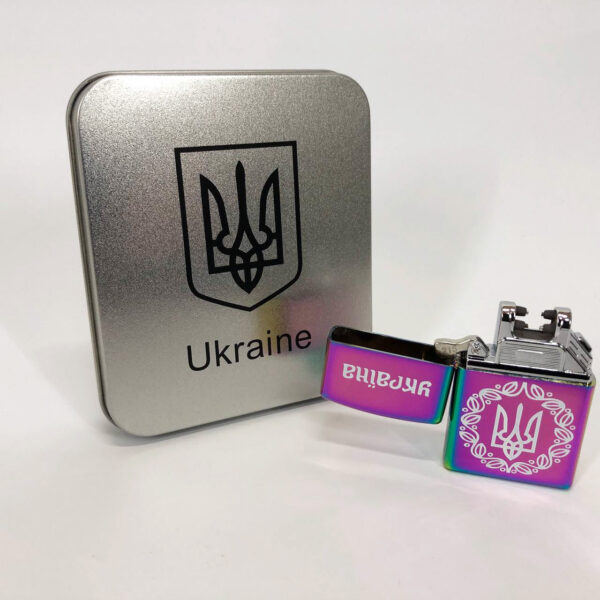 Запальничка Дугова електроімпульсна USB Україна металева коробка HL-447. Колір: хамелеон -