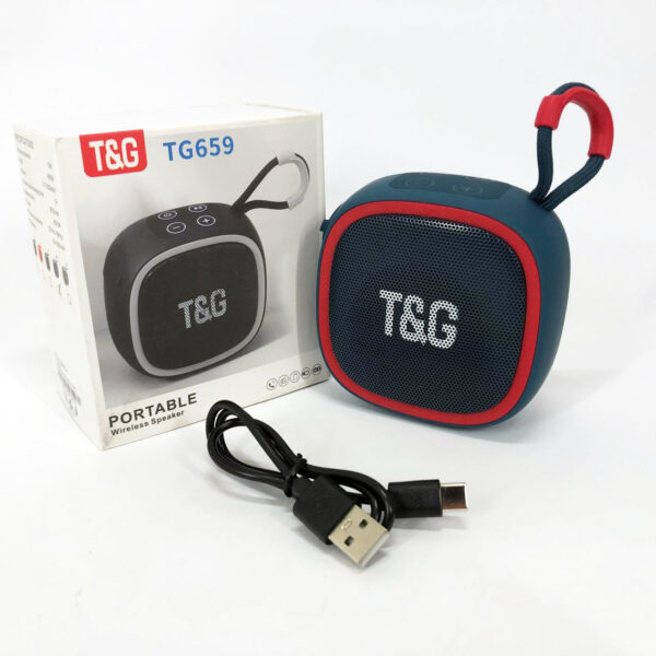 Портативна Bluetooth-колонка TG659 з ремінцем, Bluetooth колонка з підсвічуванням. Колір: синій -