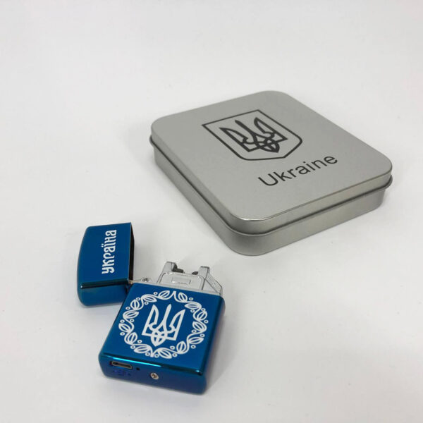 Запальничка Дугова електроімпульсна HL-447 USB Україна металева коробка. Колір: синій -