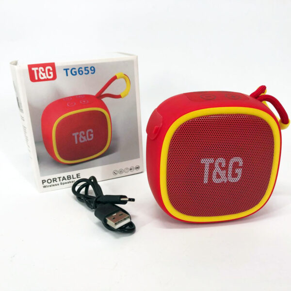 Портативна Bluetooth-колонка TG659 з ремінцем, Гучна блютуз колонка для вечірки. Колір: червоний -