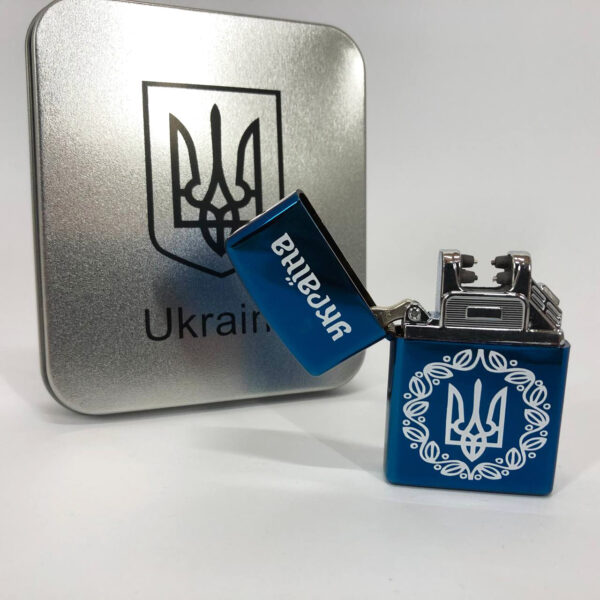 Запальничка Дугова електроімпульсна HL-447 USB Україна металева коробка. Колір: синій -