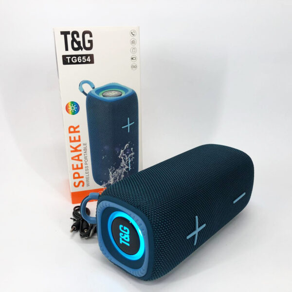 Портативна колонка Bluetooth TG654 8W з підсвічуванням, Акумуляторна колонка для музики. Колір: синій -