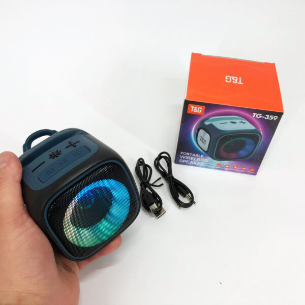 Портативна Bluetooth колонка TG359 7W з RGB підсвічуванням, гучна колонка для вечірки. Колір: чорний -