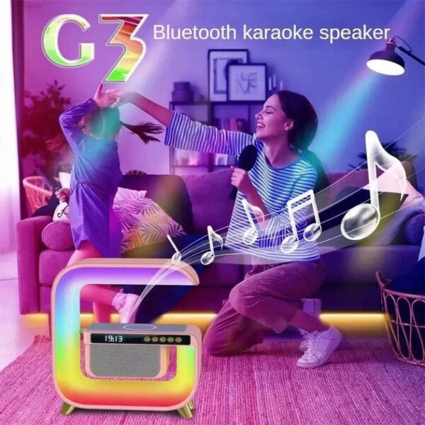 Нічник акумуляторний RGB G3 з бездротовою зарядкою 15W та Bluetooth колонкою 3W Настільна смарт лампа -