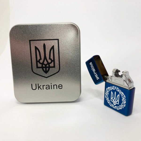 Запальничка Дугова електроімпульсна HL-447 USB Україна металева коробка. Колір: синій -