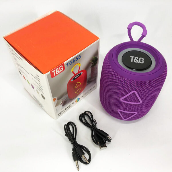 Портативна колонка TG655 5W з RGB підсвічуванням та ремінцем, Акумуляторна для музики. Колір: фіолетовий -