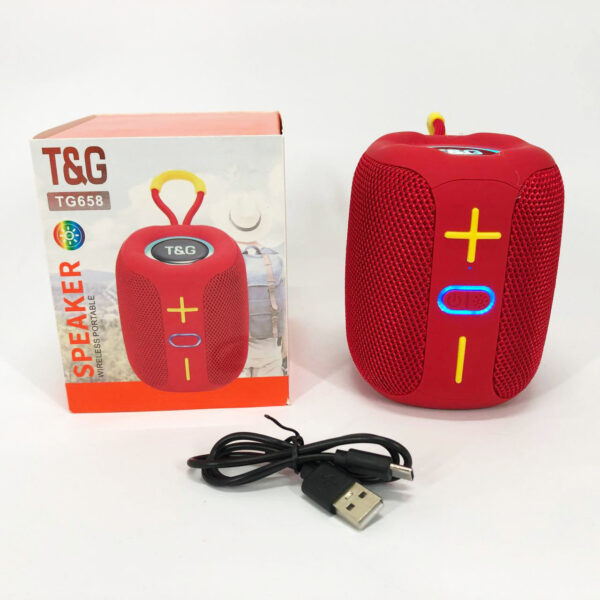 Портативна Bluetooth колонка TG658 8W з RGB підсвічуванням, колонка для вечірки. Колір: червоний -