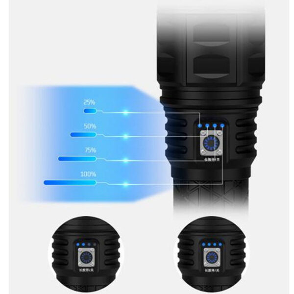 Ручний ліхтар Police AK138 WHITE LASER LED PM60-TG із зарядкою USB, що працює від 4х18650 акумуляторів -