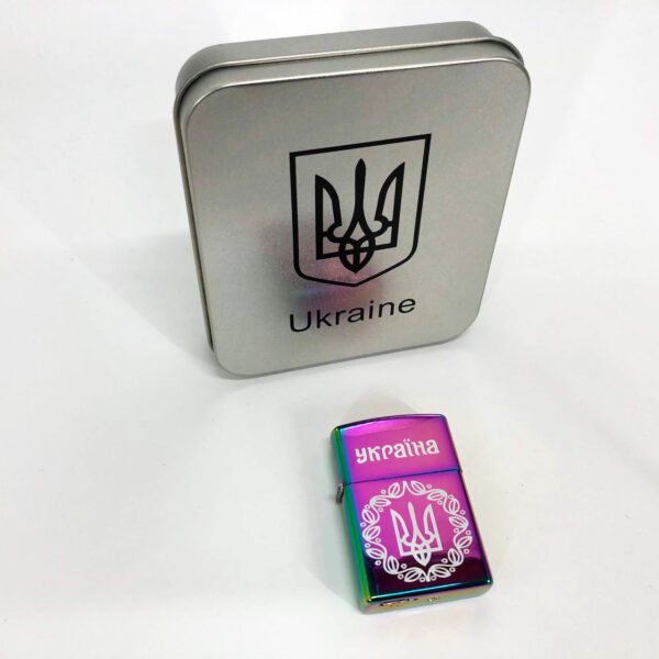 Запальничка Дугова електроімпульсна USB Україна металева коробка HL-447. Колір: хамелеон -