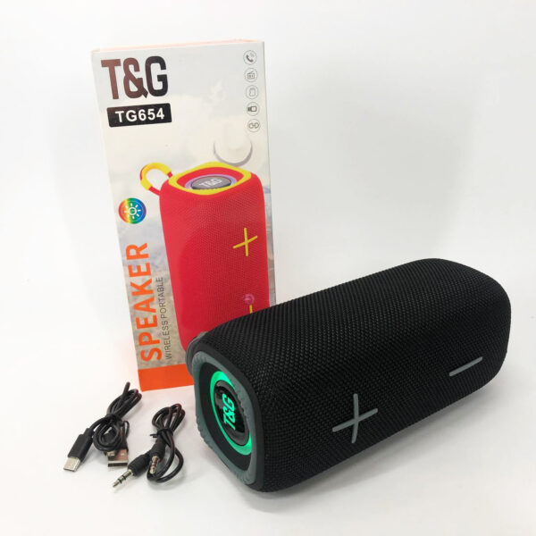 Портативна Bluetooth колонка TG654 8W з підсвічуванням, акумуляторна колонка для музики. Колір: чорний -