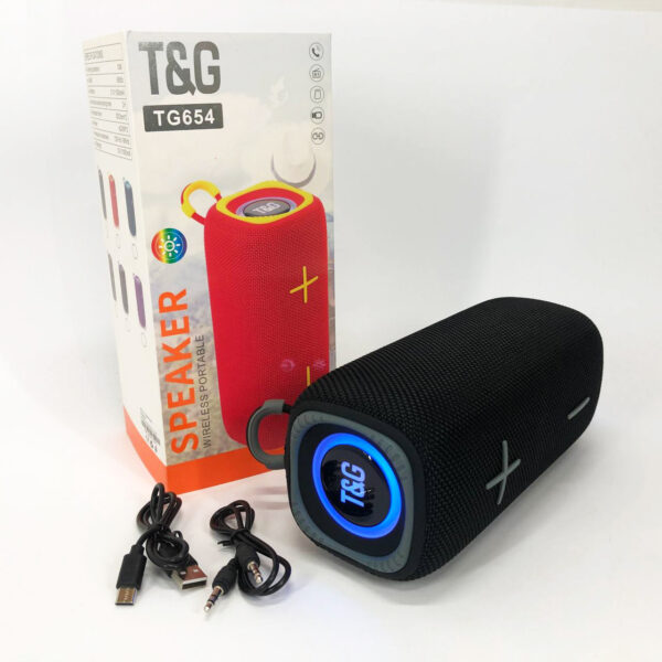 Портативна Bluetooth колонка TG654 8W з підсвічуванням, акумуляторна колонка для музики. Колір: чорний -