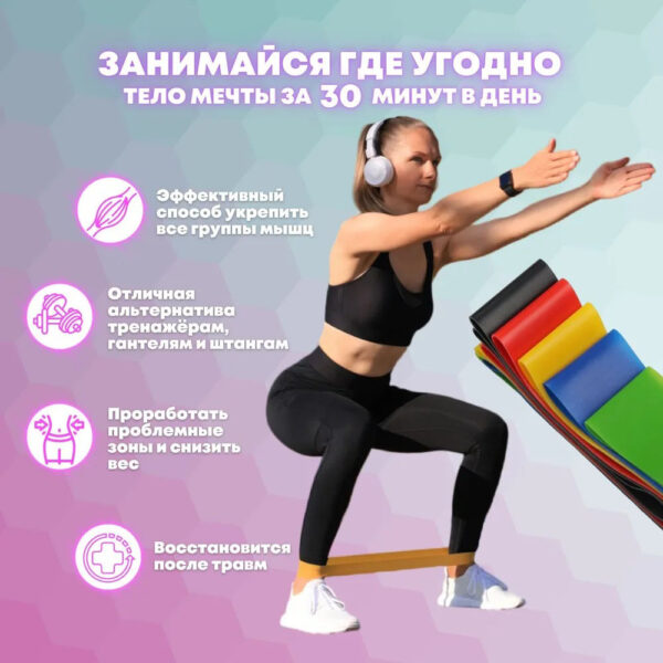 Гумка для фітнесу Fit Simplify GO DO 5 шт, спортивна гумка для тренувань, гума для тренувань -