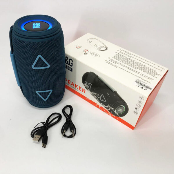 Bluetooth-колонка TG657 з RGB підсвічуванням 1500 mAh, музичні стовпчики для вулиці. Колір: синій -