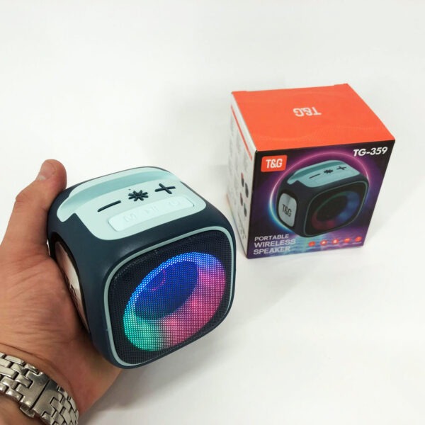 Портативна Bluetooth колонка TG359 7W з підсвічуванням RGB, акумуляторна колонка для музики. Колір: синій -