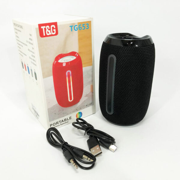 Портативна Bluetooth-колонка TG653 USB з ремінцем, акумуляторна колонка для музики. Колір: чорний -