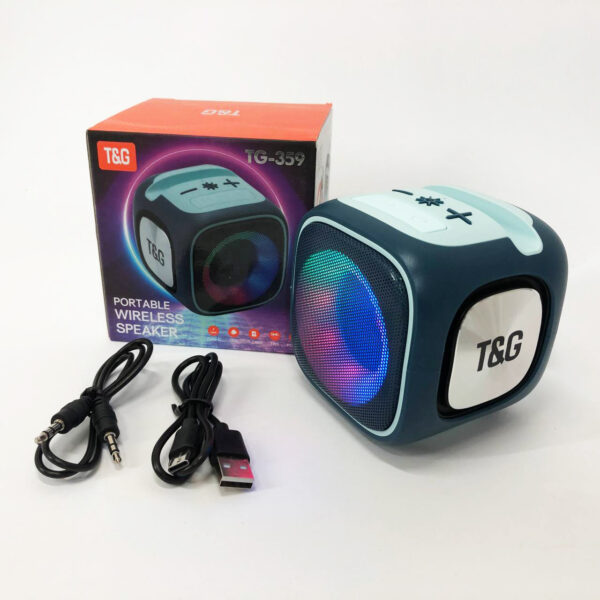 Портативна Bluetooth колонка TG359 7W з підсвічуванням RGB, акумуляторна колонка для музики. Колір: синій -