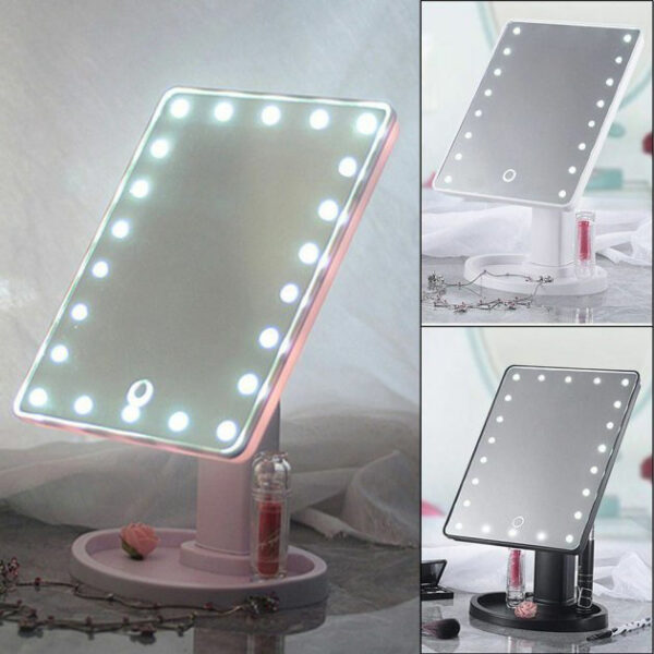 Дзеркало для макіяжу з 16 LED підсвічуванням Mirror White, косметичне дзеркало з підсвічуванням. Колір: рожевий -