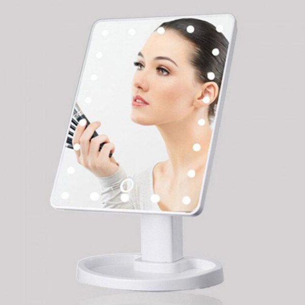 Дзеркало для макіяжу з 16 LED підсвічуванням Mirror White, косметичне дзеркало з підсвічуванням. Колір: рожевий -