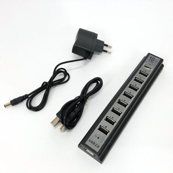 Розгалужувач USB HUB на 10 портів з активною зарядкою 220V, Розгалужувач юсб, Хаб для ноутбука - Розгалужувач юсб