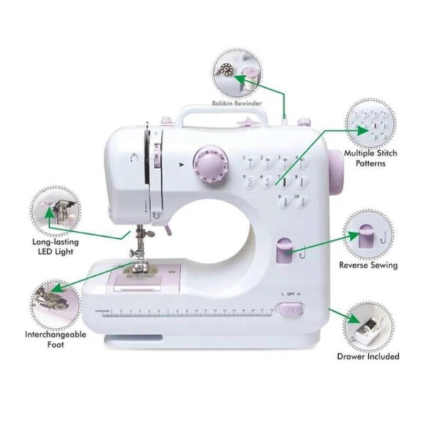 Швейна машинка електрична FHSM-505 побутова для шиття з педаллю на 13 функцій -
