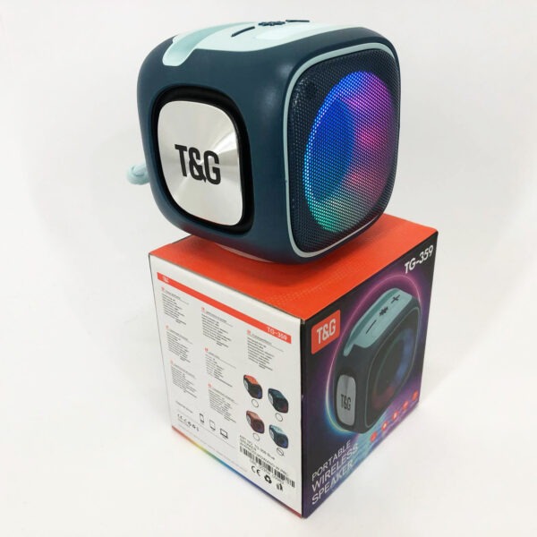 Портативна Bluetooth колонка TG359 7W з підсвічуванням RGB, акумуляторна колонка для музики. Колір: синій -