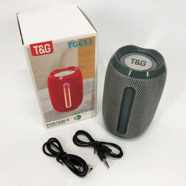 Портативна Bluetooth-колонка TG653 USB з ремінцем, гучна колонка для вечірки. Колір: сірий -