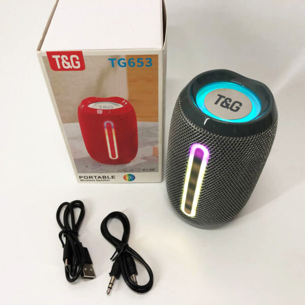 Портативна Bluetooth-колонка TG653 USB з ремінцем, гучна колонка для вечірки. Колір: сірий -