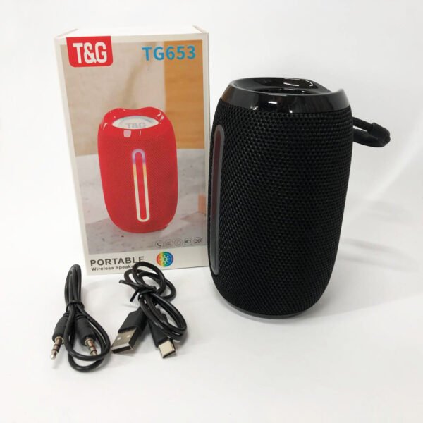 Портативна Bluetooth-колонка TG653 USB з ремінцем, акумуляторна колонка для музики. Колір: чорний -