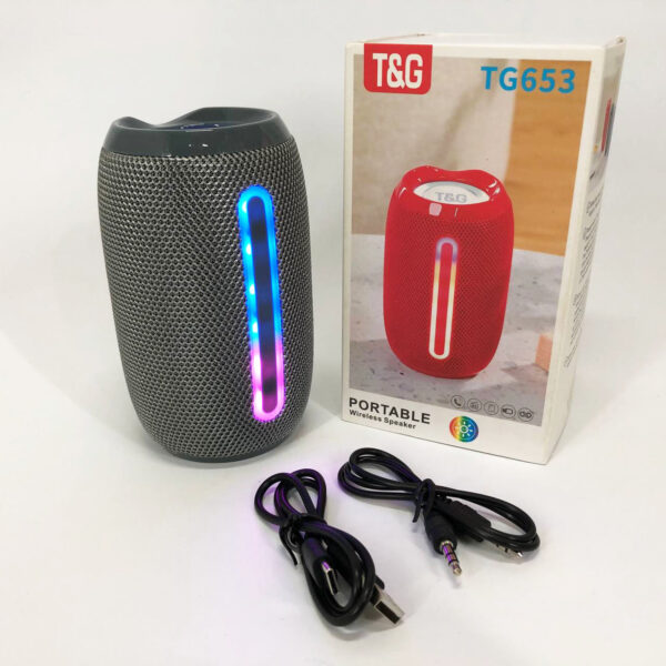 Портативна Bluetooth-колонка TG653 USB з ремінцем, гучна колонка для вечірки. Колір: сірий -