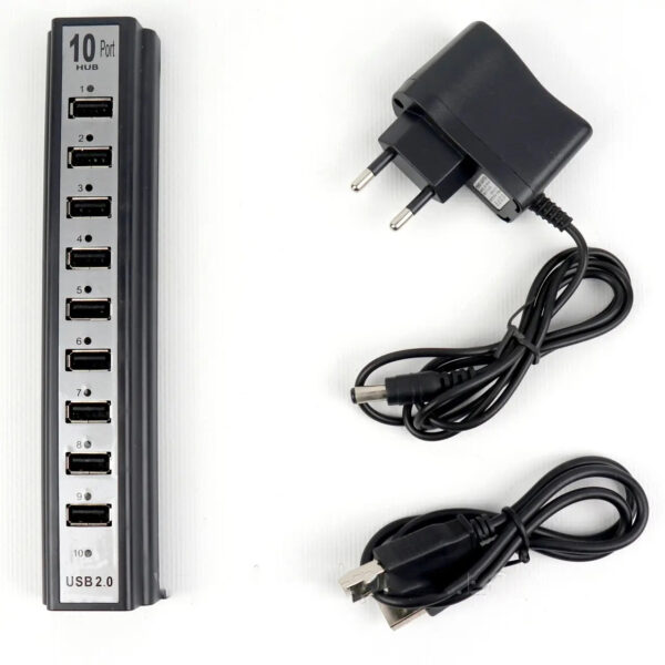 Розгалужувач USB HUB на 10 портів з активною зарядкою 220V, Розгалужувач юсб, Хаб для ноутбука - Розгалужувач юсб