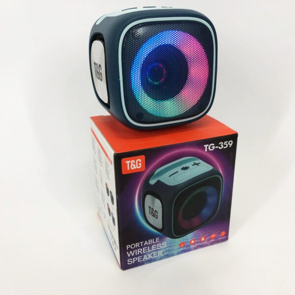 Портативна Bluetooth колонка TG359 7W з підсвічуванням RGB, акумуляторна колонка для музики. Колір: синій -