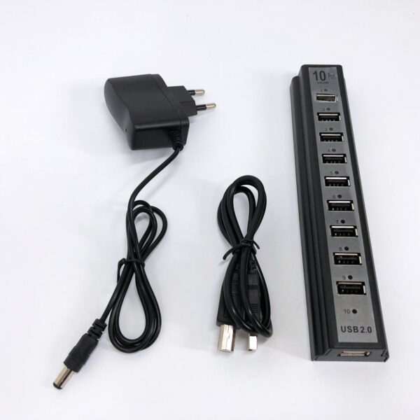 Розгалужувач USB HUB на 10 портів з активною зарядкою 220V, Розгалужувач юсб, Хаб для ноутбука - Розгалужувач юсб