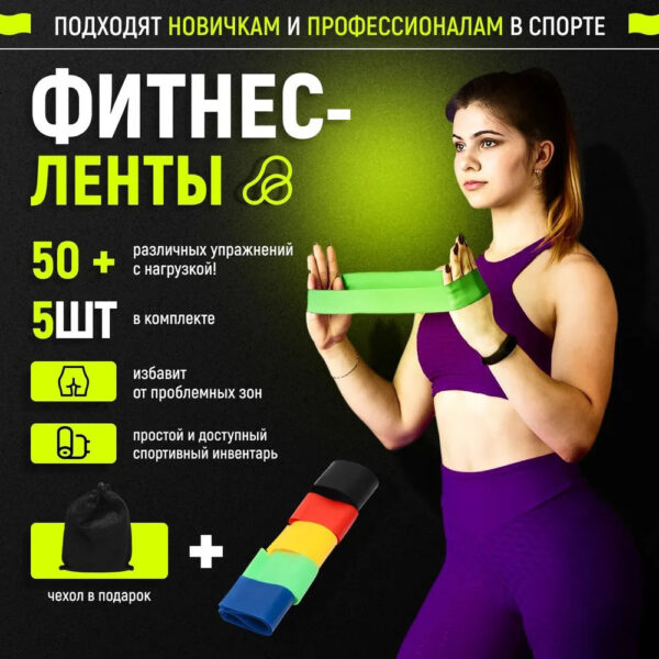 Гумка для фітнесу Fit Simplify GO DO 5 шт, спортивна гумка для тренувань, гума для тренувань -