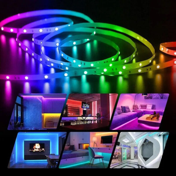 Світлодіодна стрічка SMD 5050 RGB LED 5 м IP65 з bluetooth контролем. підключення 220V -