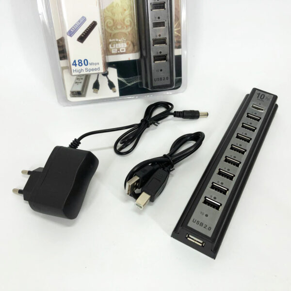 Розгалужувач USB HUB на 10 портів з активною зарядкою 220V, Розгалужувач юсб, Хаб для ноутбука - Розгалужувач юсб