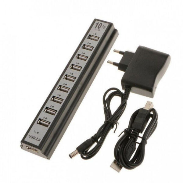 Розгалужувач USB HUB на 10 портів з активною зарядкою 220V, Розгалужувач юсб, Хаб для ноутбука - Розгалужувач юсб