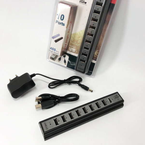 Розгалужувач USB HUB на 10 портів з активною зарядкою 220V, Розгалужувач юсб, Хаб для ноутбука - Розгалужувач юсб